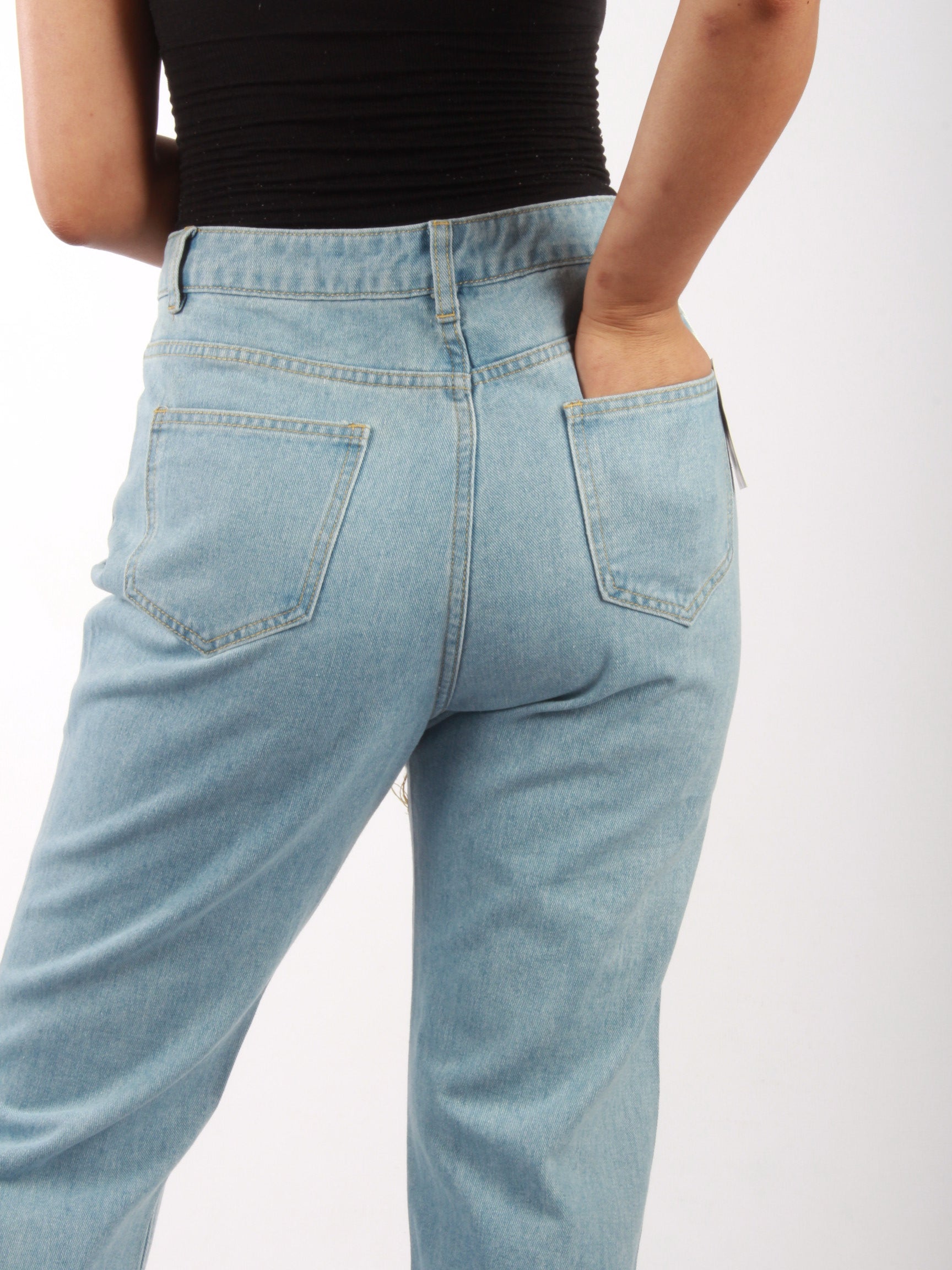 Ripped boyfriend straight jeans XD96 XD21