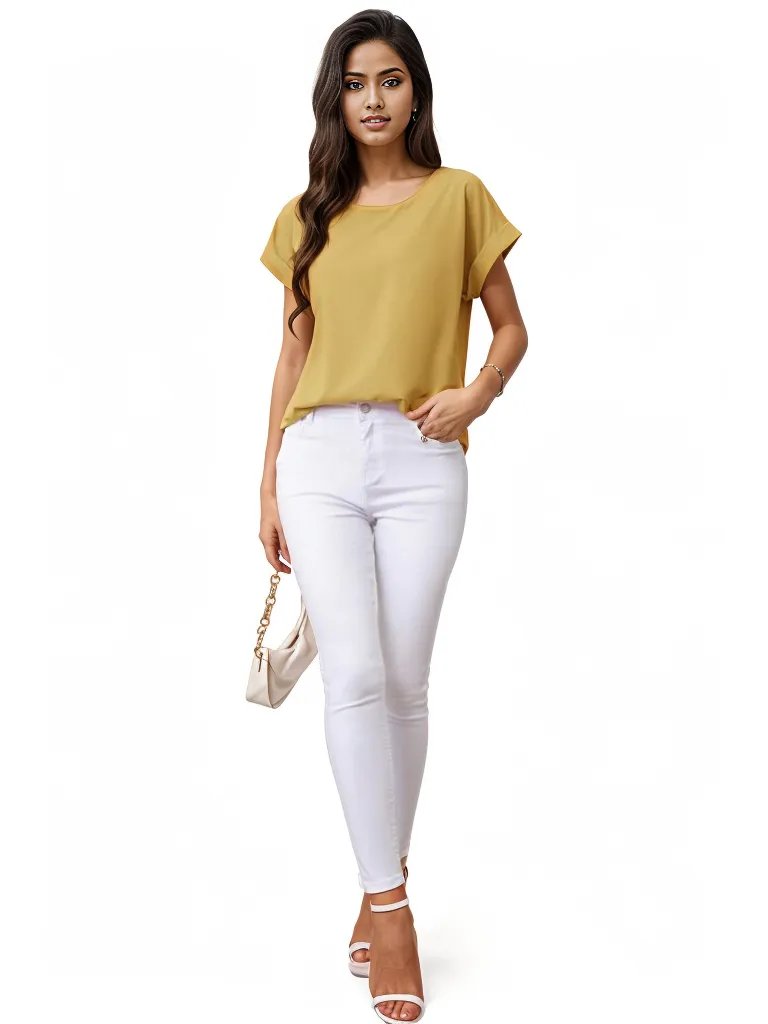 Rolled Cuff Short Sleeve Blouse XD21