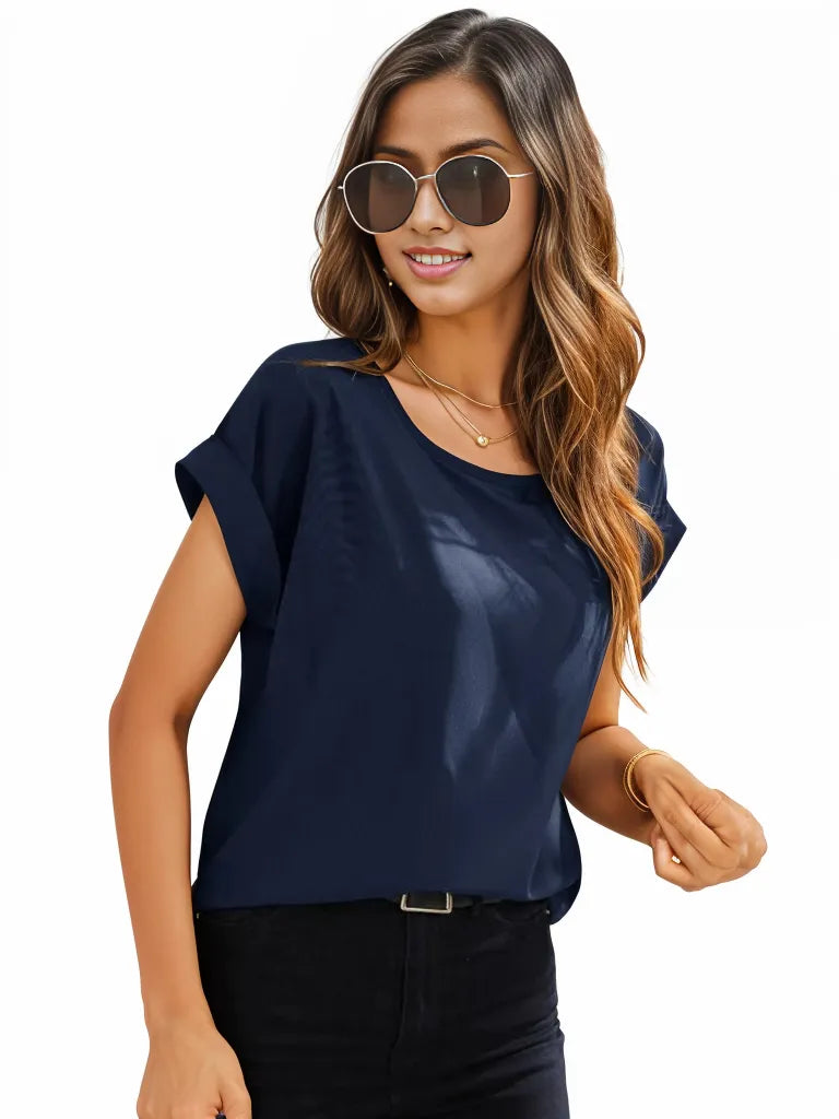 Rolled Cuff Short Sleeve Blouse XD21
