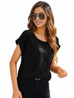 Rolled Cuff Short Sleeve Blouse XD21