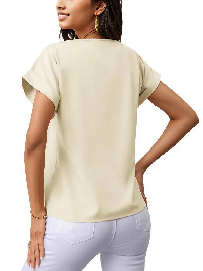 Rolled Cuff Short Sleeve Blouse XD21