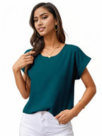 Rolled Cuff Short Sleeve Blouse XD21