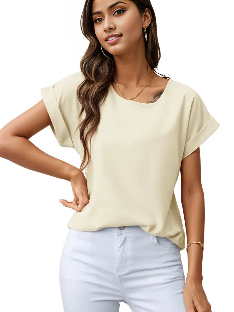 Rolled Cuff Short Sleeve Blouse XD21