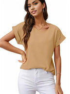 Rolled Cuff Short Sleeve Blouse XD21