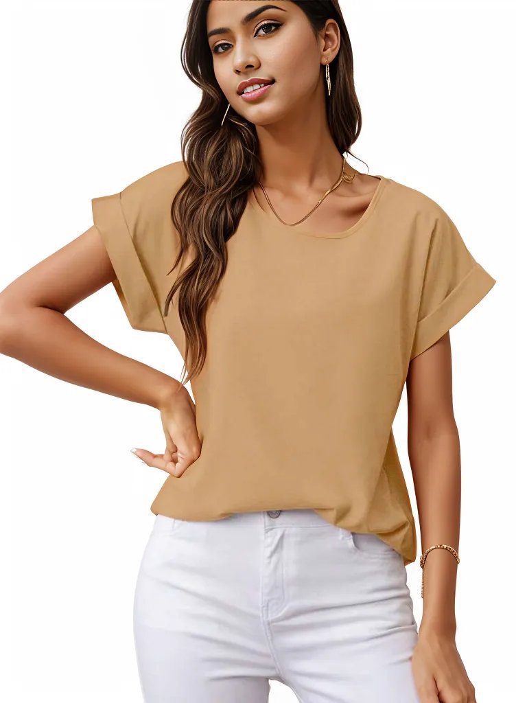 Rolled Cuff Short Sleeve Blouse XD21