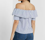 Rosé embroidery off shoulder grill top XD21