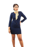 Round Neck Long Sleeve Elegant Style Sheath Dress Without Scarf XD21