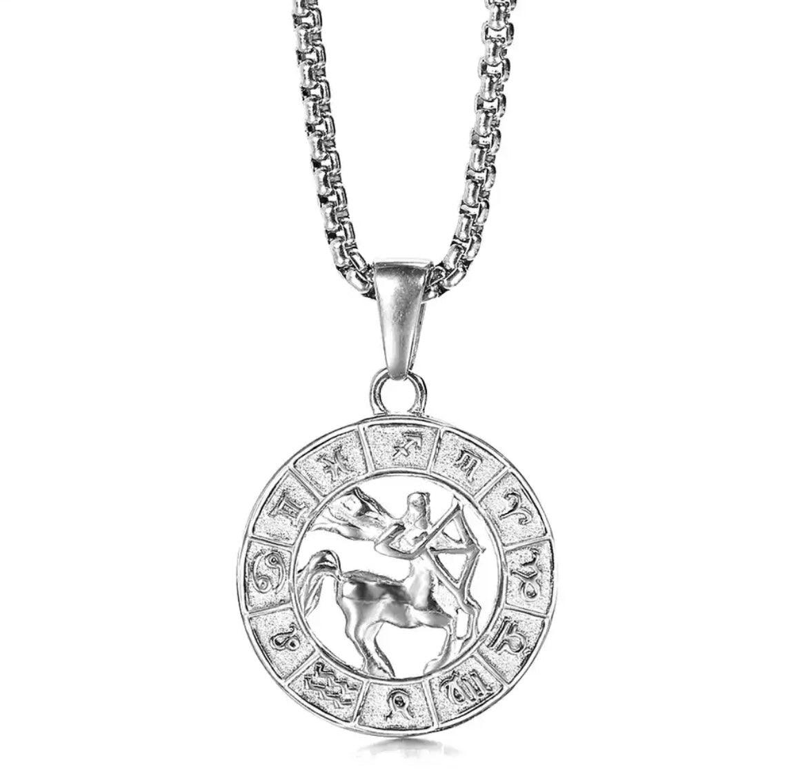 Constellations Round Pendant Necklaces Zodiac Sign - XD21