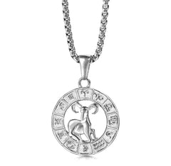 Constellations Round Pendant Necklaces Zodiac Sign - XD21