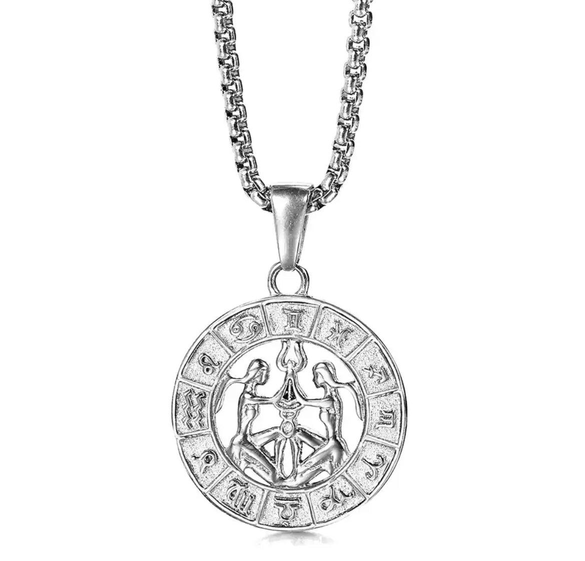 Constellations Round Pendant Necklaces Zodiac Sign - XD21