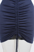 Ruched Bandage Drawstring Mini Dress XD21