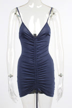 Ruched Bandage Drawstring Mini Dress XD21