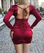 Ruched Dress Bodycon Fold Mini