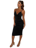 Ruched Tie Knot Midi Bodycon Dress XD21