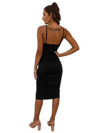Ruched Tie Knot Midi Bodycon Dress XD21