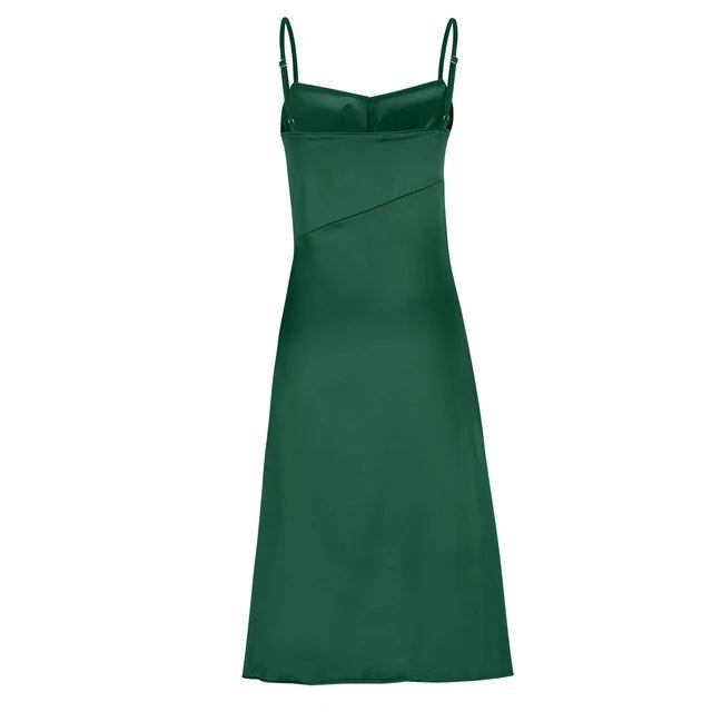 Satin Draped Cowl Neck Sleeveless midi Dress XD21