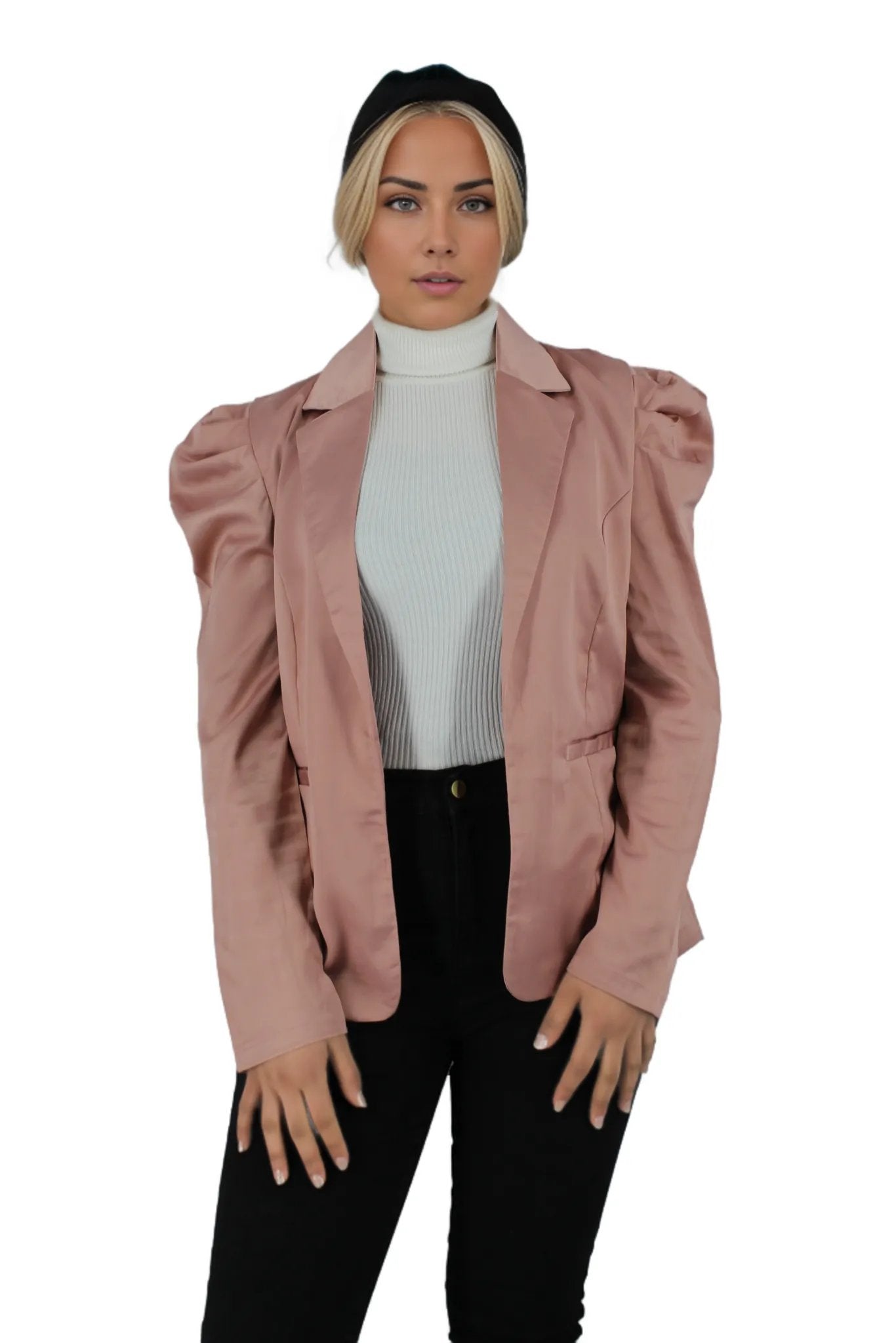 Satin Puffed Sleeve Blazer XD21