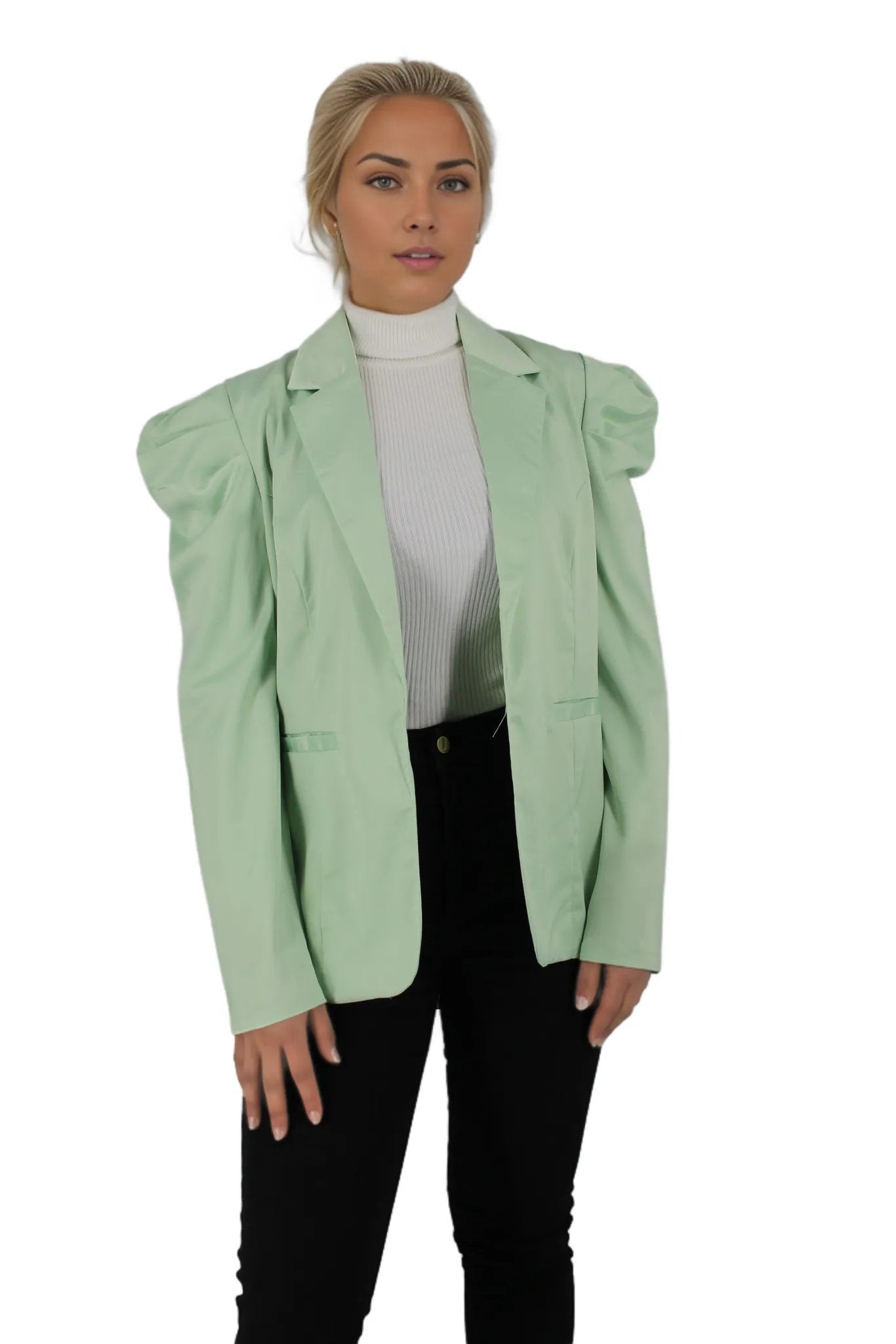 Satin Puffed Sleeve Blazer XD21