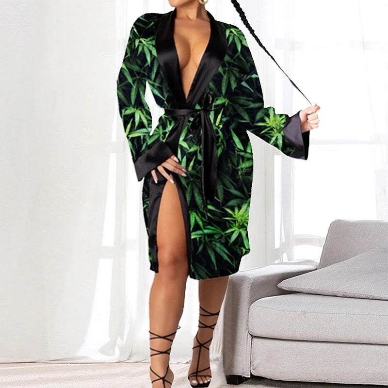 Satin Robe Lounge Wear Sleep Gown XD21