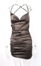 Allure Ruched Satin Mini Dress