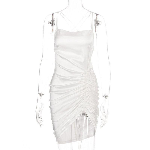 Satin Ruffled Women's Mini Dress