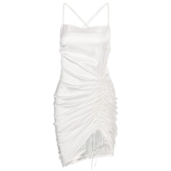 Satin Ruffled Women's Mini Dress