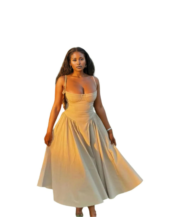 Corset Summer Spaghetti Strap Dress - Perfect for a picnic