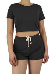 Loungewear Two Piece Cropped Top and Shorts Set Style 3