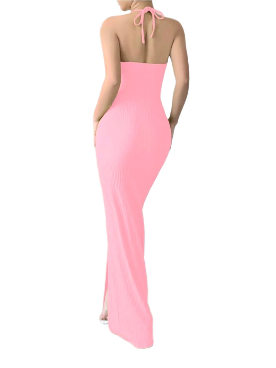 Cut-Out Maxi Dress - Elegant Halter Slit Dress