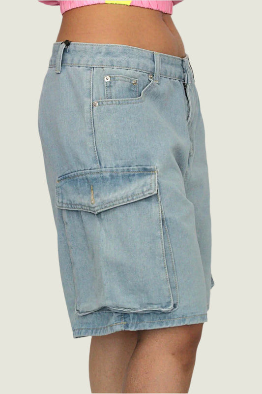 Pale Blue Denim Relaxed Fit Shorts –  XD133 – Stylish & Comfortable Everyday Wear