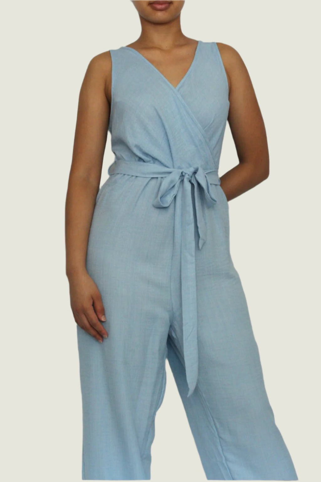Sleeveless Belted Jumpsuit - Casual & Versatile