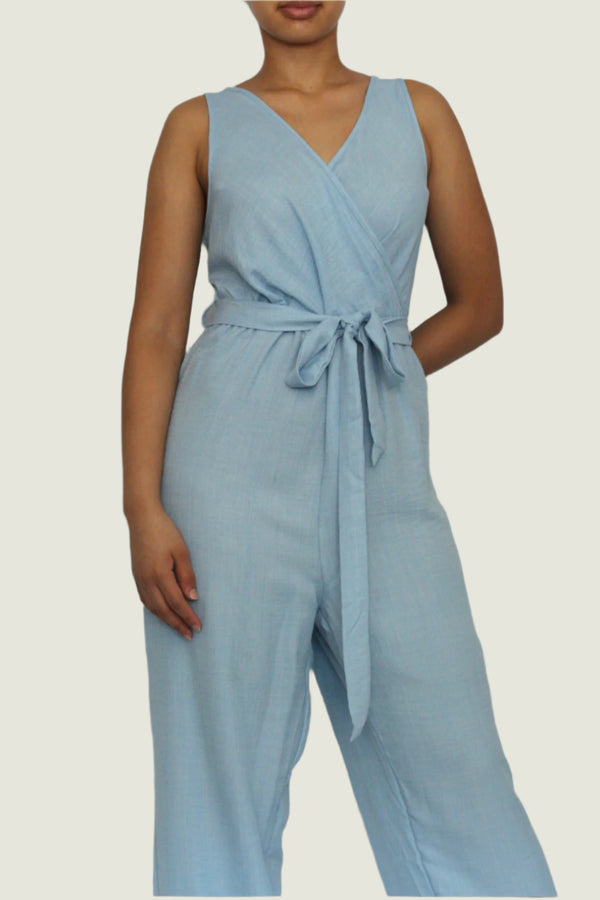 Sleeveless Belted Jumpsuit - Casual & Versatile