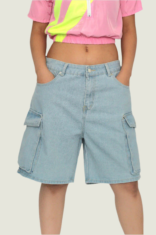 Pale Blue Denim Relaxed Fit Shorts –  XD133 – Stylish & Comfortable Everyday Wear