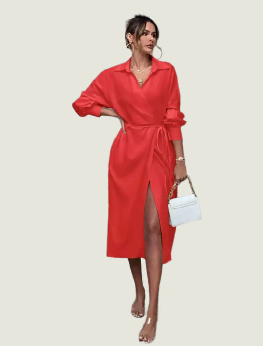 Flattering Wrap Style Shirt Dress