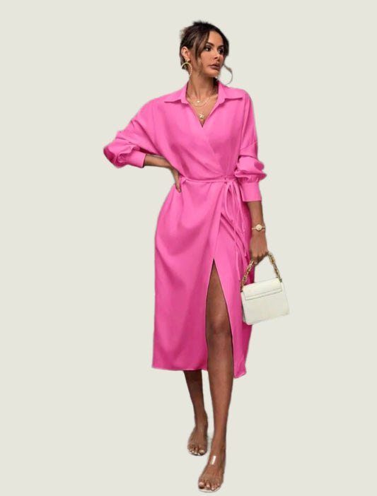 Flattering Wrap Style Shirt Dress