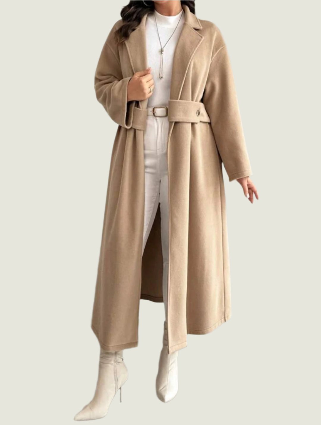 Long Belted Overcoat – Women’s Elegant Winter Coat