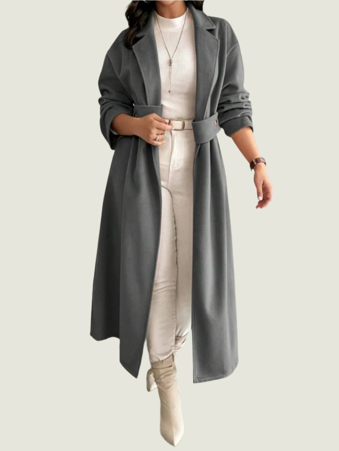Long Belted Overcoat – Women’s Elegant Winter Coat