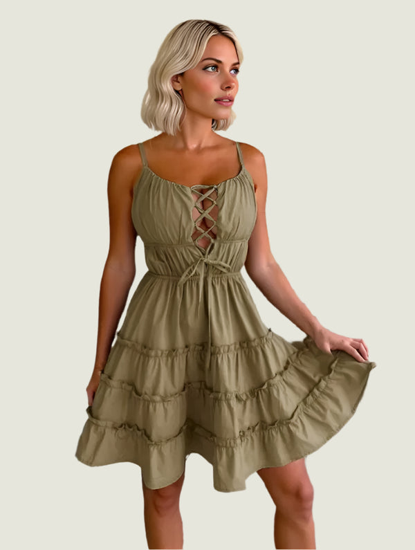 Tied Ruffle Cami Mini Dress