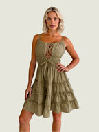 Tied Ruffle Cami Mini Dress