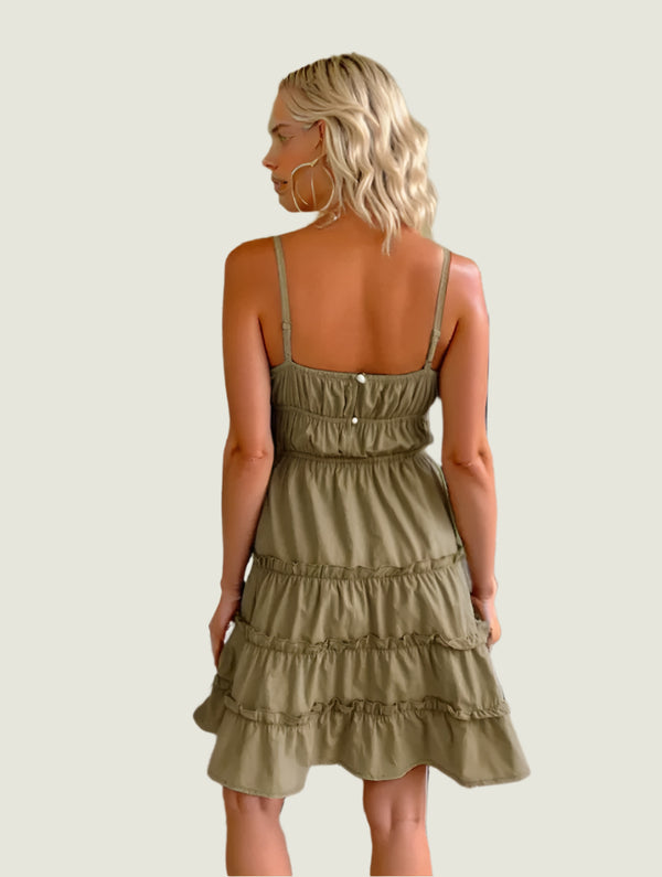 Tied Ruffle Cami Mini Dress