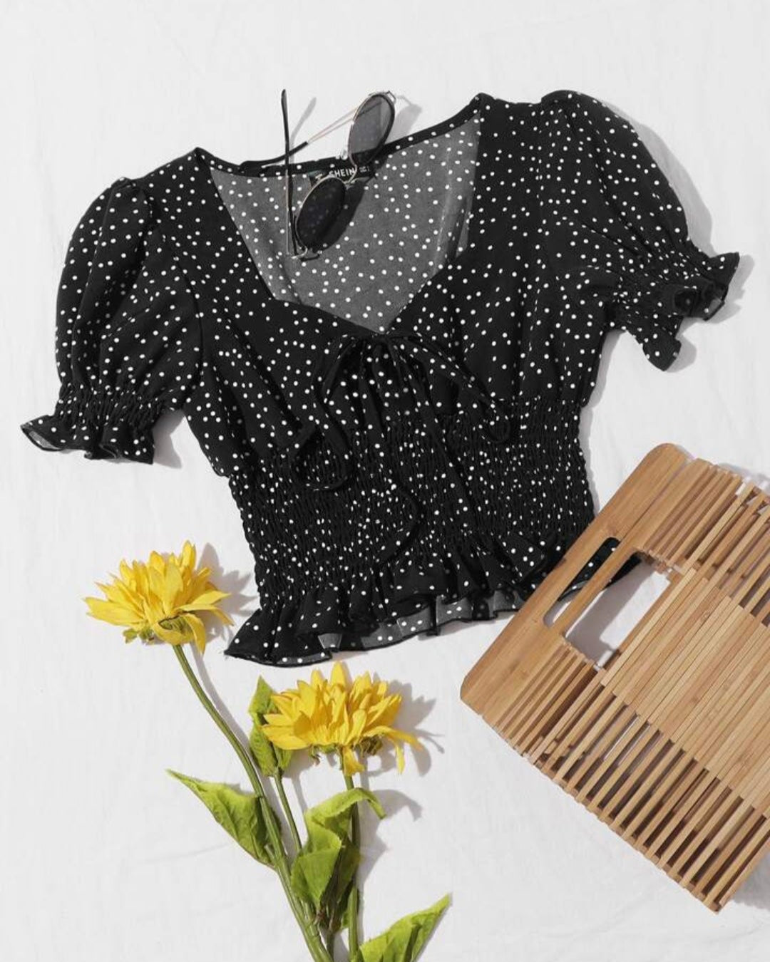 Polka Dot Smocked Puff Sleeve Top – Casual Chic Blouse