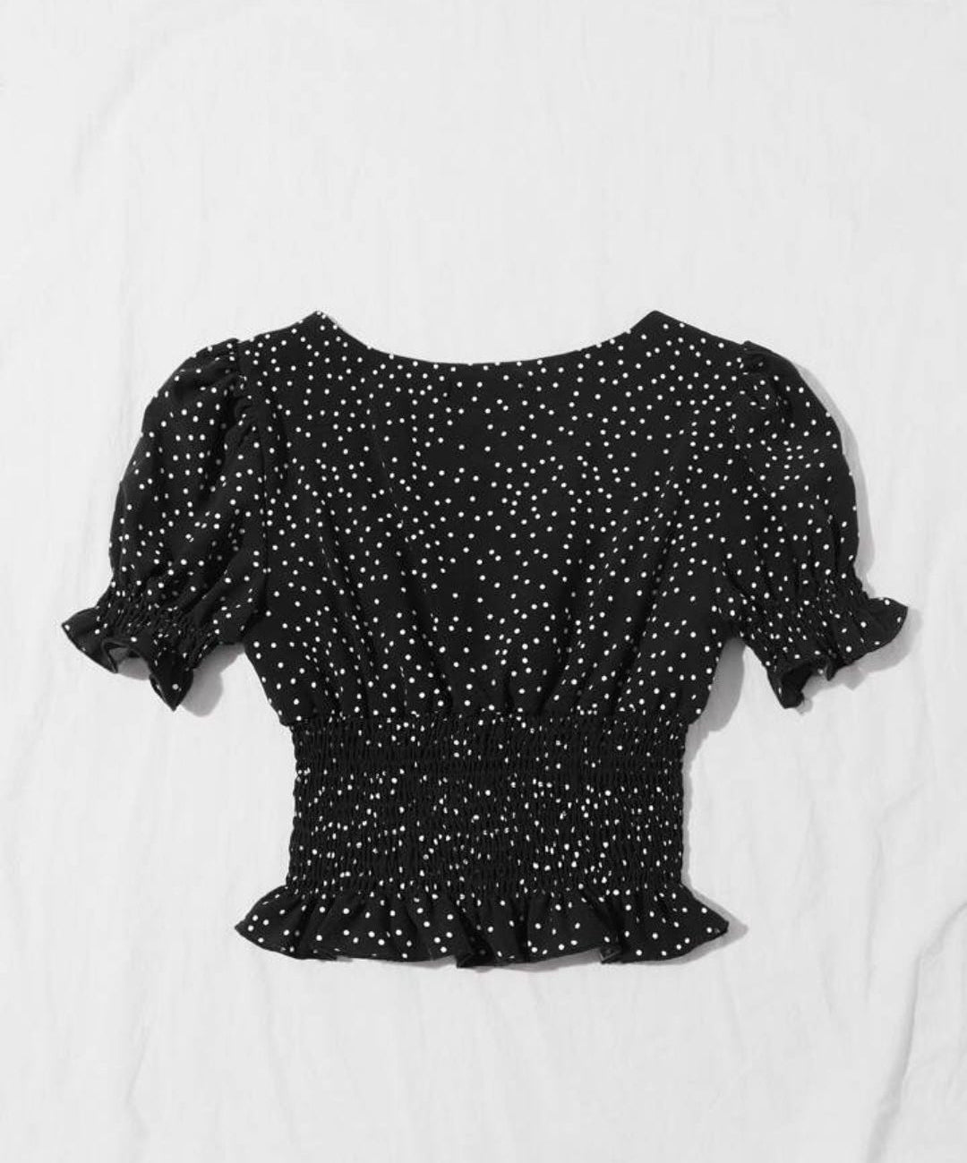 Polka Dot Smocked Puff Sleeve Top – Casual Chic Blouse