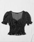 Polka Dot Smocked Puff Sleeve Top – Casual Chic Blouse