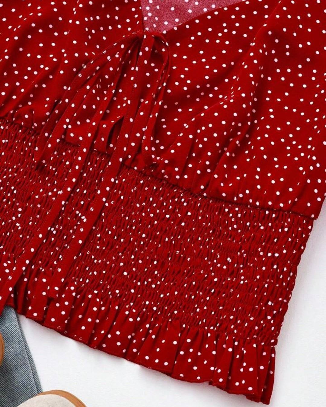 Polka Dot Smocked Puff Sleeve Top – Casual Chic Blouse