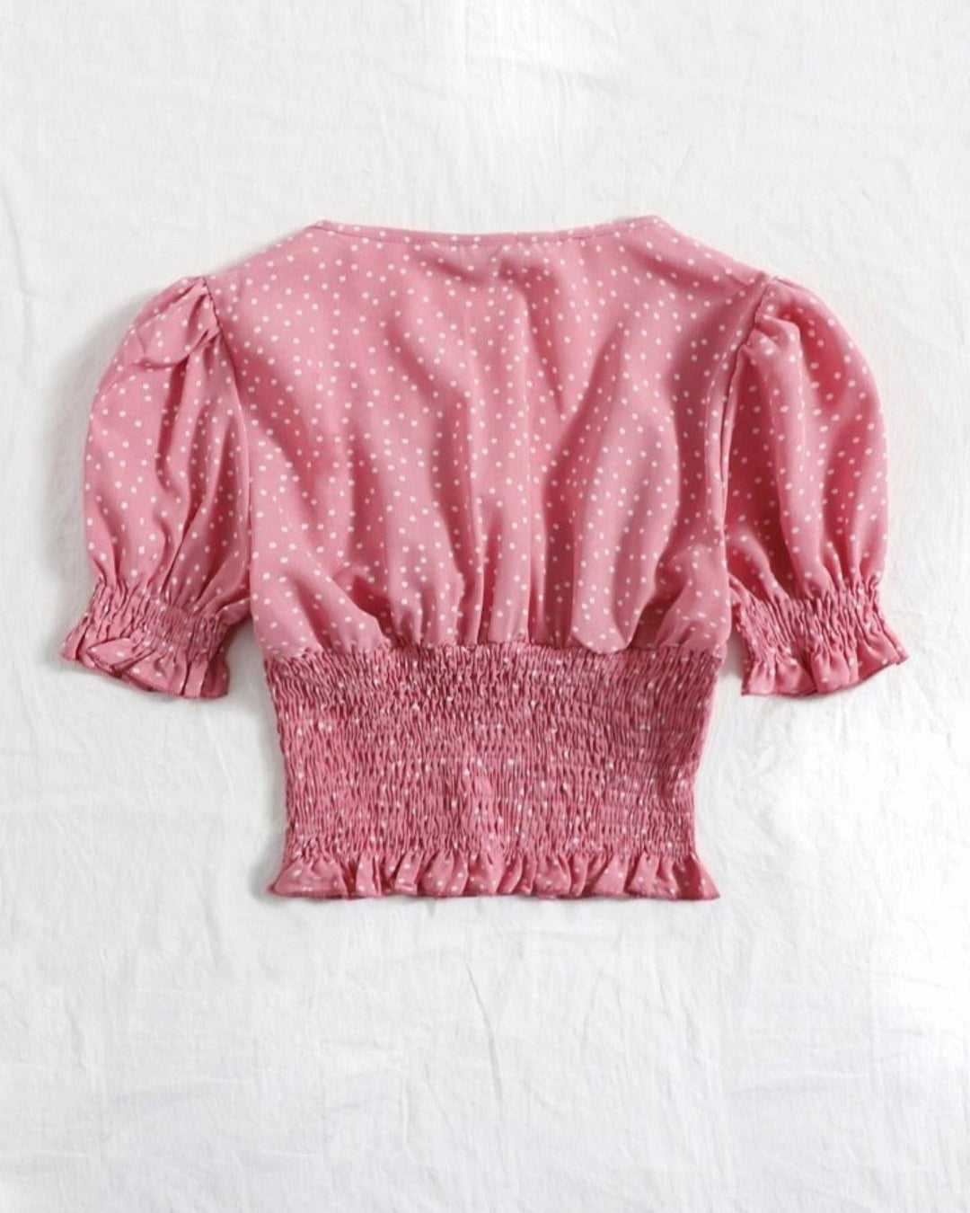 Polka Dot Smocked Puff Sleeve Top – Casual Chic Blouse