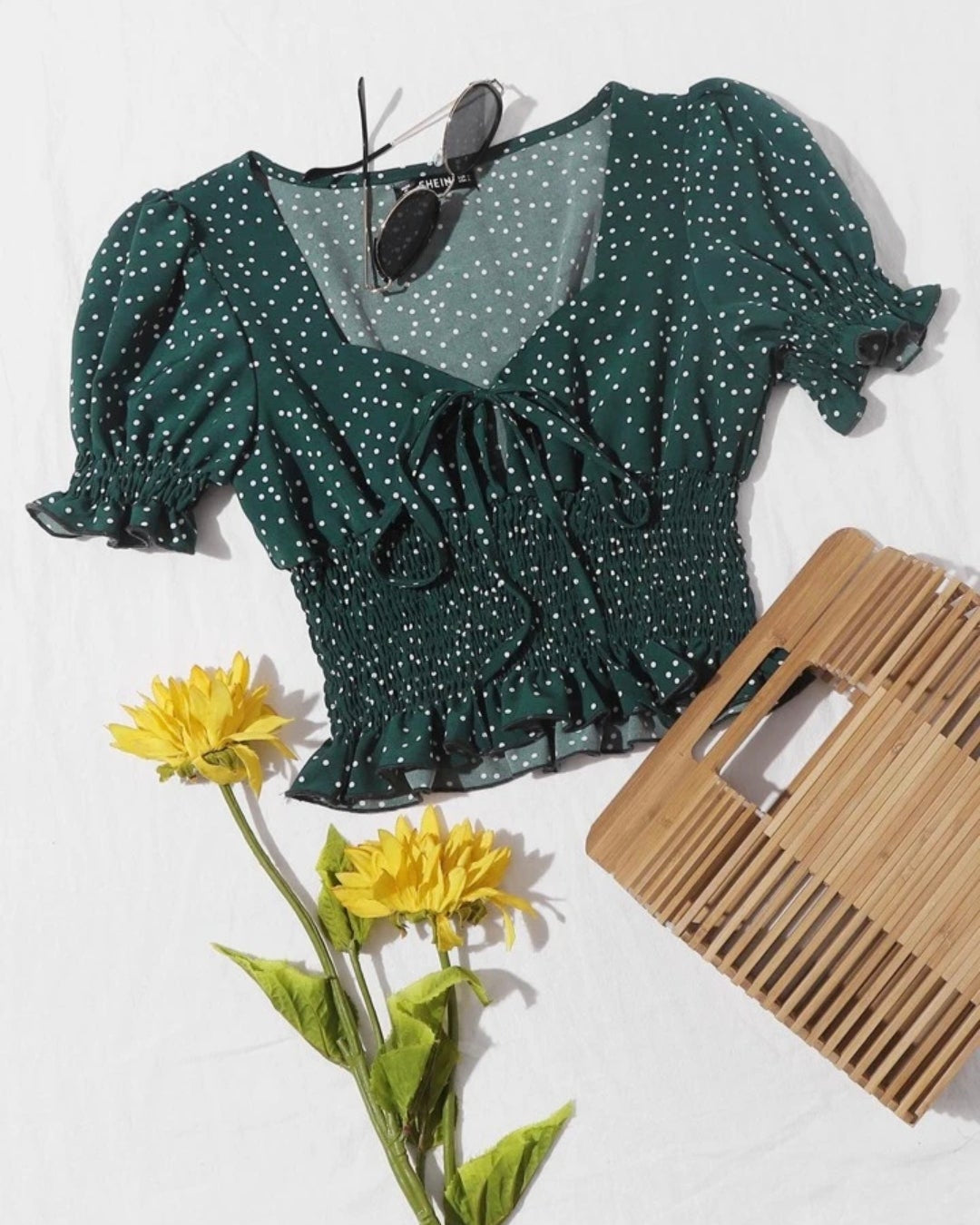 Polka Dot Smocked Puff Sleeve Top – Casual Chic Blouse