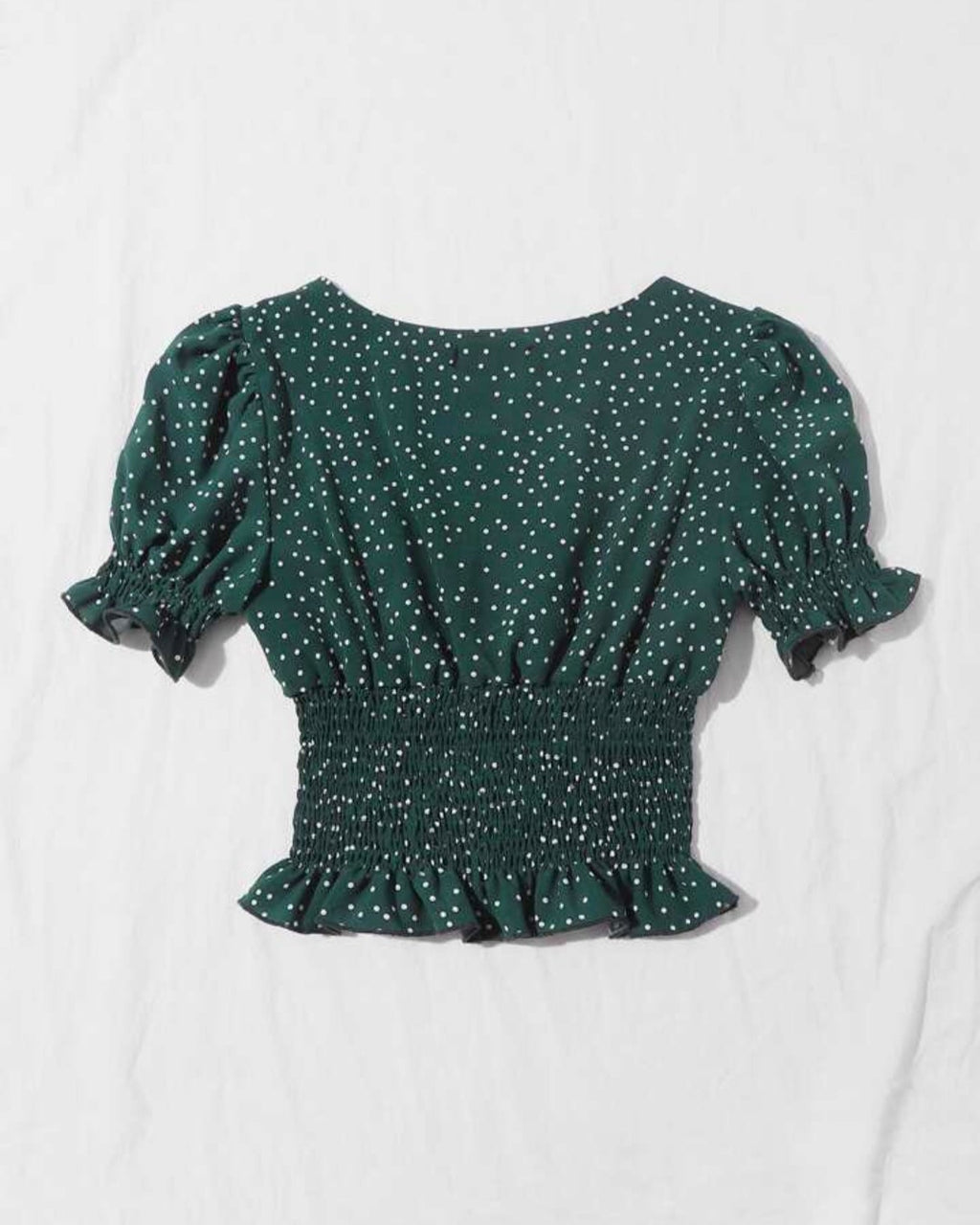 Polka Dot Smocked Puff Sleeve Top – Casual Chic Blouse
