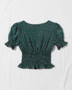 Polka Dot Smocked Puff Sleeve Top – Casual Chic Blouse