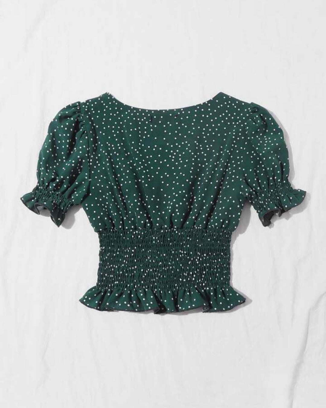 Polka Dot Smocked Puff Sleeve Top – Casual Chic Blouse