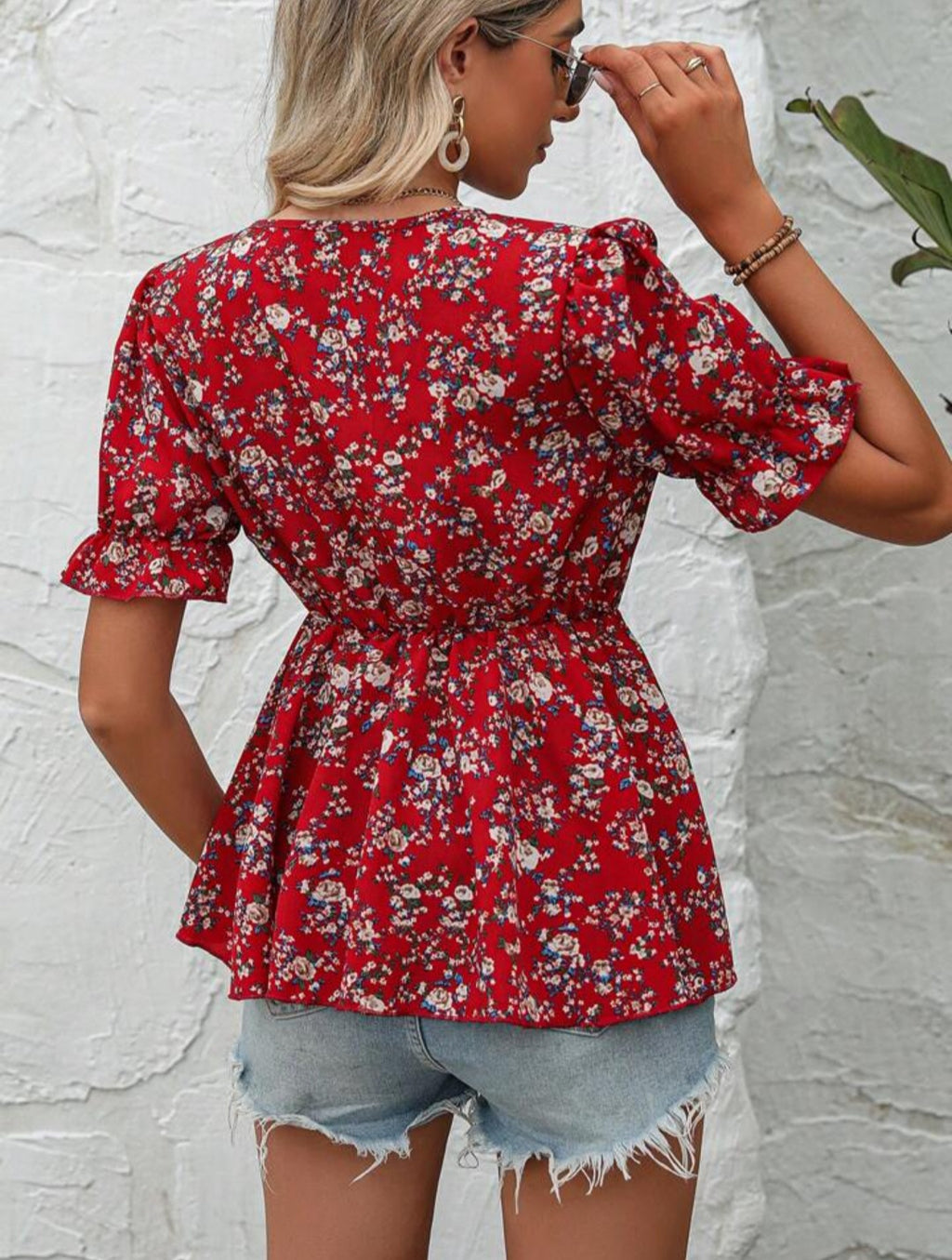 Off-Shoulder Floral Blouse – Long Sleeve Boho Top
